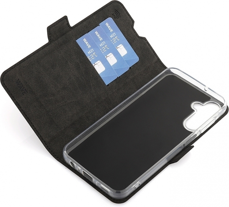 Wave BookCase protective case, Samsung Galaxy A15, black Wave BookCase protective case, Samsung Galaxy A15, black