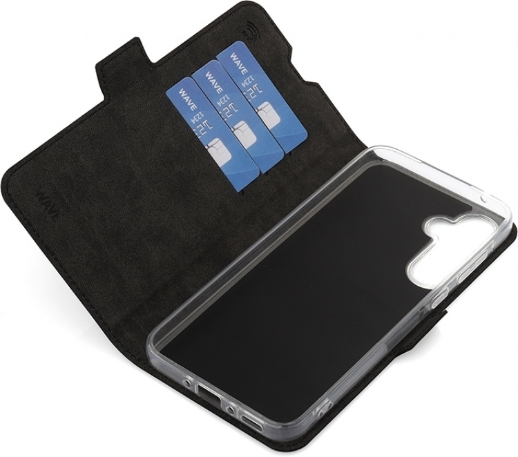 Wave BookCase protective case, Samsung Galaxy A35 5G, black Wave BookCase protective case, Samsung Galaxy A35 5G, black