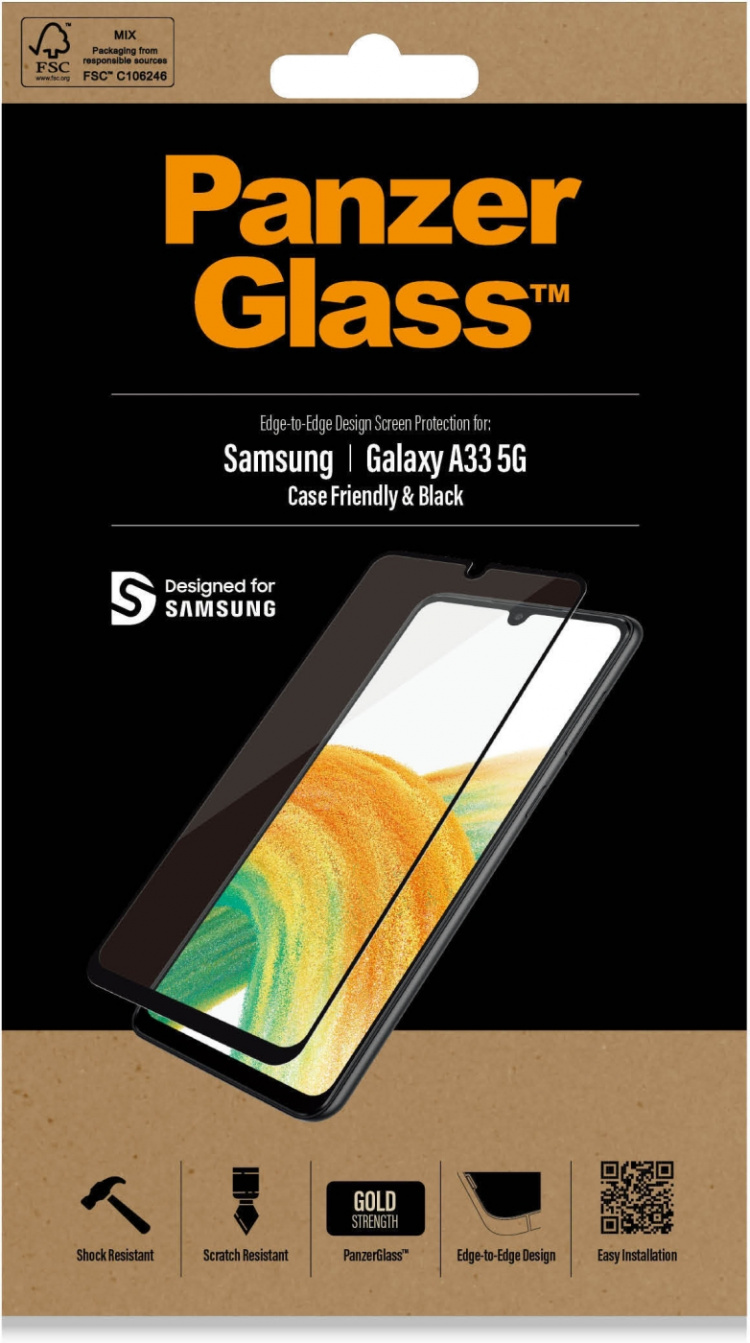 PanzerGlass armoured glass, Samsung Galaxy A33 5G, black bezel