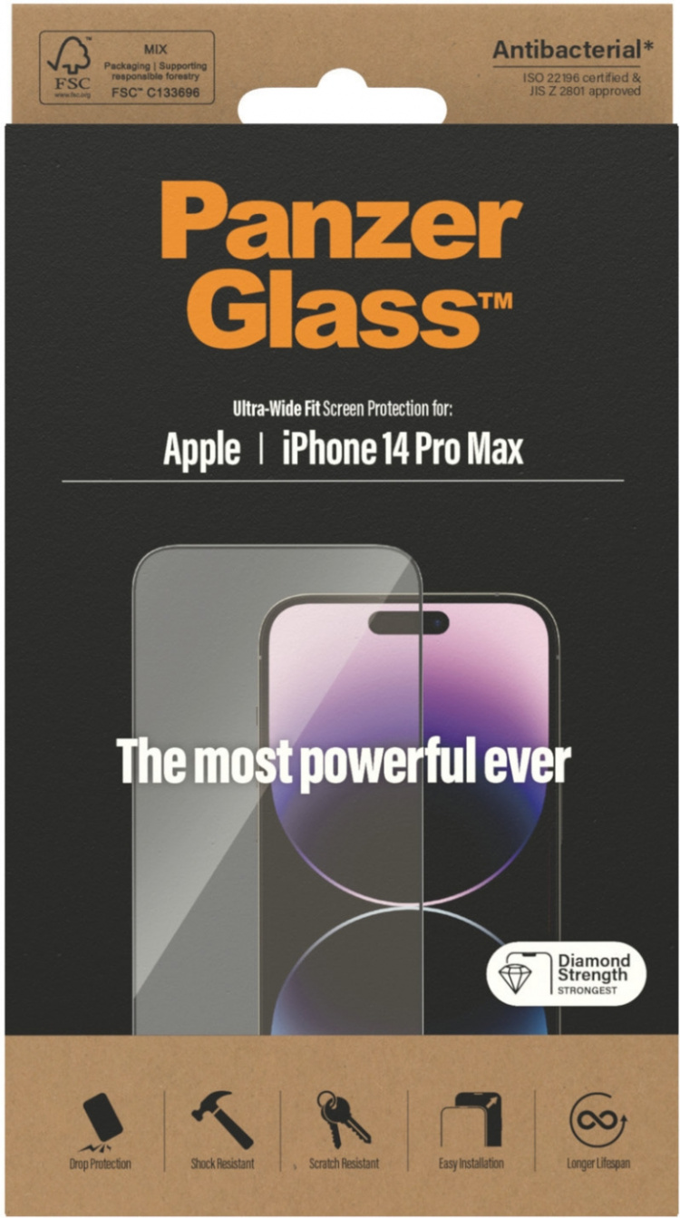 PanzerGlass armoured glass, iPhone 14 Pro Max, black bezel PanzerGlass armoured glass, iPhone 14 Pro Max, black bezel