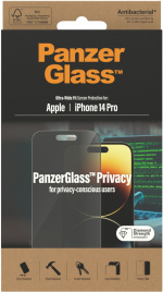 PanzerGlass Ultra Wide Fit Privacy screen protector, iPhone 14 Pro, black bezel PanzerGlass Ultra Wide Fit Privacy screen protector, iPhone 14 Pro, black bezel