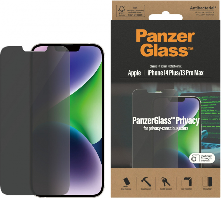 PanzerGlass Privacy Armoured Glass, iPhone 14 Plus / 13 Pro Max PanzerGlass Privacy Armoured Glass, iPhone 14 Plus / 13 Pro Max