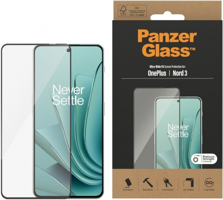 PanzerGlass Screen Protector Ultra-Wide Fit armoured glass, OnePlus Nord 3 5G