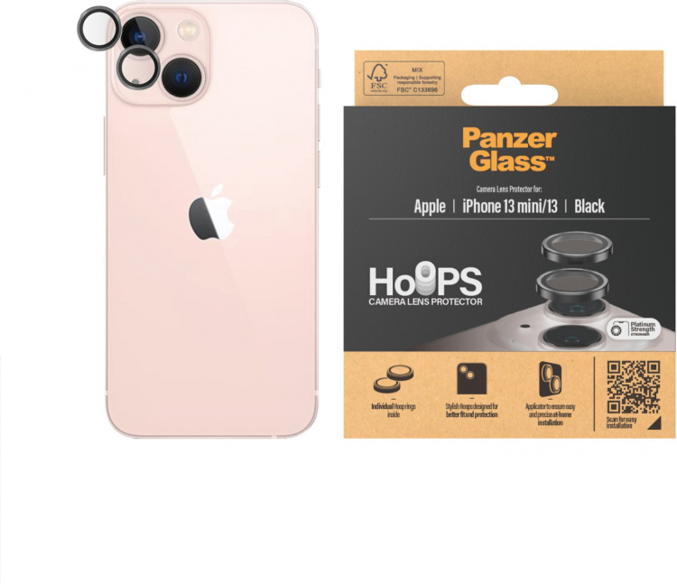 PanzerGlass Hoops camera lens cover, iPhone 13 / 13 mini, black PanzerGlass Hoops camera lens cover, iPhone 13 / 13 mini, black