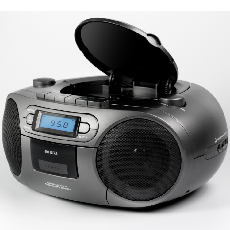 AIWA Kassettradio CD/FM-radio/Kassettband/USB/BT Mörkgrå