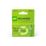 GP Recharge Rechargeable Battery, Size AA, 1300 mAh, 4-pack