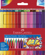 Faber-Castell Fibre-tip pens Grip Colour Marker set, 30 pc (155335)