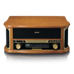 Lenco Wooden retro Record Player with Bluetooth® AM/FM radio USB encoding CD player cassette player and built-in speakers Lenco Wooden retro Record Player with Bluetooth® AM/FM radio USB encoding CD player cassette player and built-in speakers