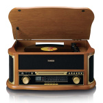 Lenco Wooden retro Record Player with Bluetooth® AM/FM radio USB encoding CD player cassette player and built-in speakers Lenco Wooden retro Record Player with Bluetooth® AM/FM radio USB encoding CD player cassette player and built-in speakers
