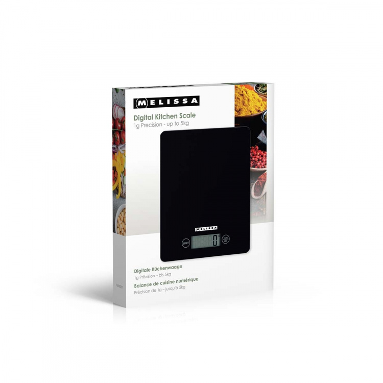 MELISSA Digital Kitchen Scale | Tempered glass | 5 kg | Black