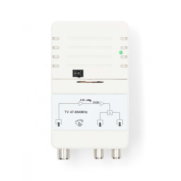 Nedis CATV Amplifier | Gain: 25 dB | 47 - 694 MHz | Number of outputs: 2 | Gain control | White