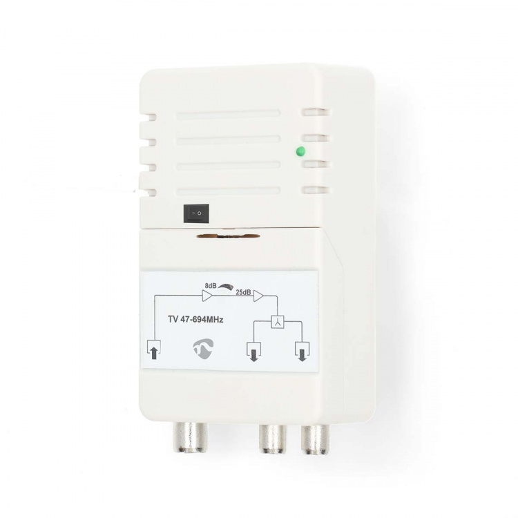 Nedis CATV Amplifier | Gain: 25 dB | 47 - 694 MHz | Number of outputs: 2 | Gain control | White