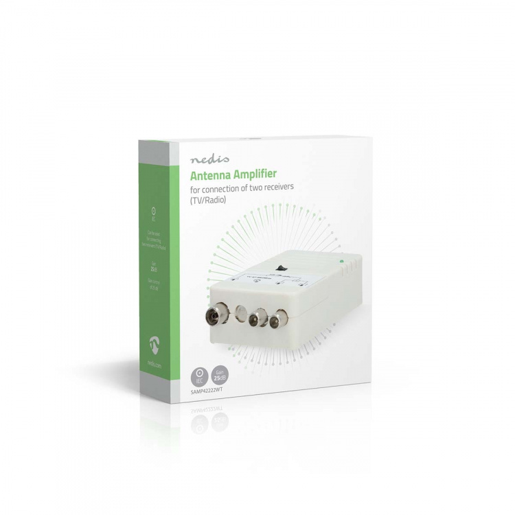 Nedis CATV Amplifier | Gain: 25 dB | 47 - 694 MHz | Number of outputs: 2 | Gain control | White