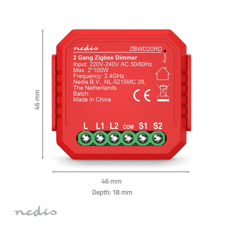 Nedis SmartLife Power Switch | Double Triac Dimmer | 2 x 100 W | Terminal Connection | App available for: Android™ / IOS Nedis SmartLife Power Switch | Double Triac Dimmer | 2 x 100 W | Terminal Connection | App available for: Android™ / IOS