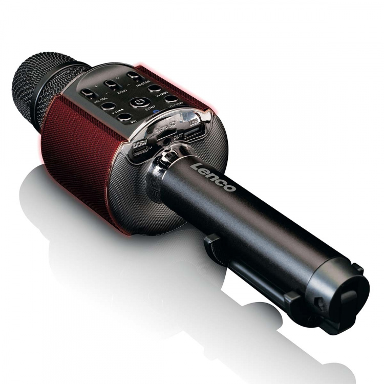 Lenco Bluetooth® Karaoke microphone with speaker & lighting Black Lenco Bluetooth® Karaoke microphone with speaker & lighting Black