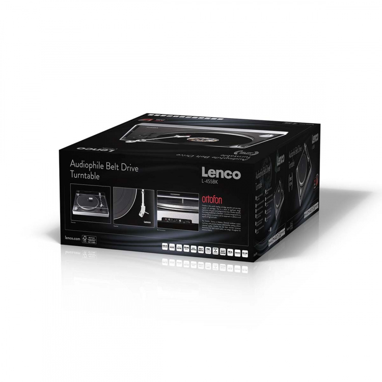 Lenco Record player with visible belt drive, brushed aluminium frame and Ortofon 2M RED cartridge Black Lenco Record player with visible belt drive, brushed aluminium frame and Ortofon 2M RED cartridge Black