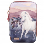 Miss Melody Triple Pencil Case With Quilting NIGHT HORSES ( 0412512 )