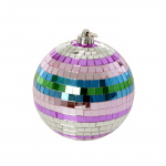 RICE Disco Ball with Funky Stripes - Pink, Silver, Green, Blue - Medium