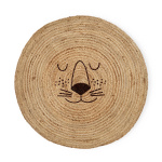 RICE Jute Floor Mate with Lion Face - Natural RICE Jute Floor Mate with Lion Face - Natural