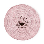 RICE Jute Floor Mate with Lion Face - Soft Pink RICE Jute Floor Mate with Lion Face - Soft Pink
