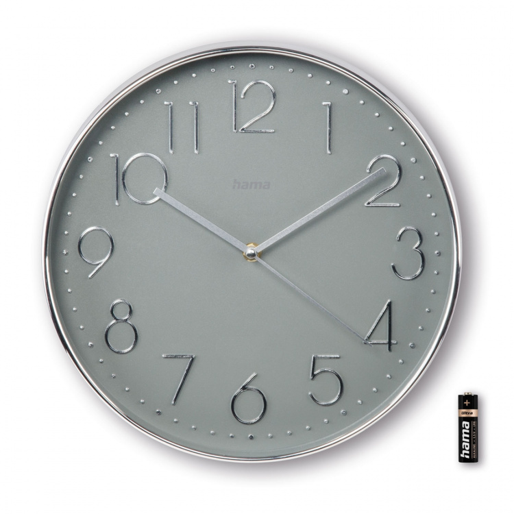 Hama Wall Clock Corsica Silver 30cm Hama Wall Clock Corsica Silver 30cm