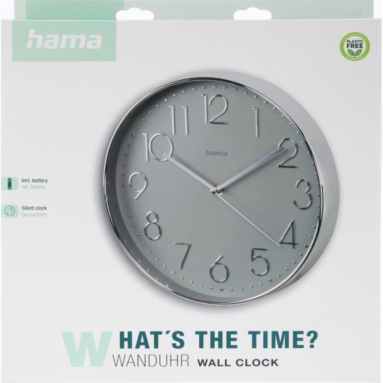 Hama Wall Clock Corsica Silver 30cm Hama Wall Clock Corsica Silver 30cm