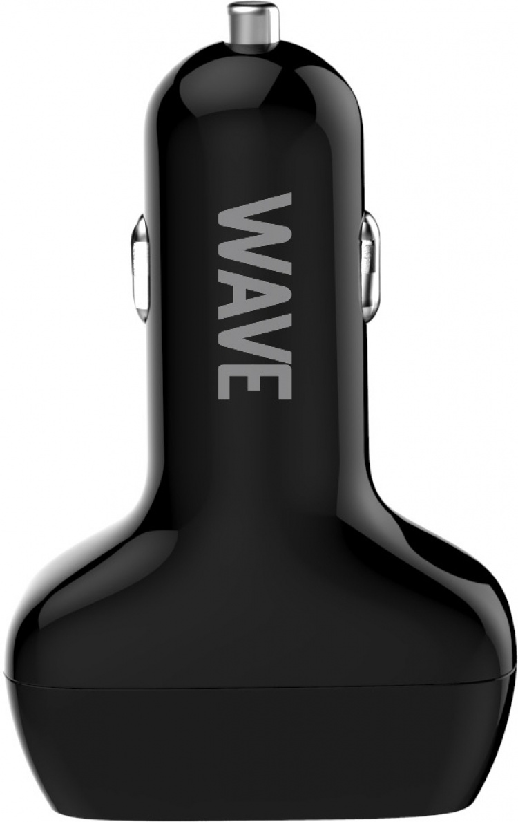Wave Car charger, 1 x USB Type-C + 1 x USB-A 18W+18W, Black Wave Car charger, 1 x USB Type-C + 1 x USB-A 18W+18W, Black
