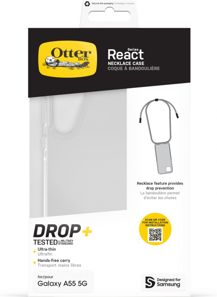 Otterbox React Necklace protective case with strap, clear, Samsung Galaxy A55 Otterbox React Necklace protective case with strap, clear, Samsung Galaxy A55