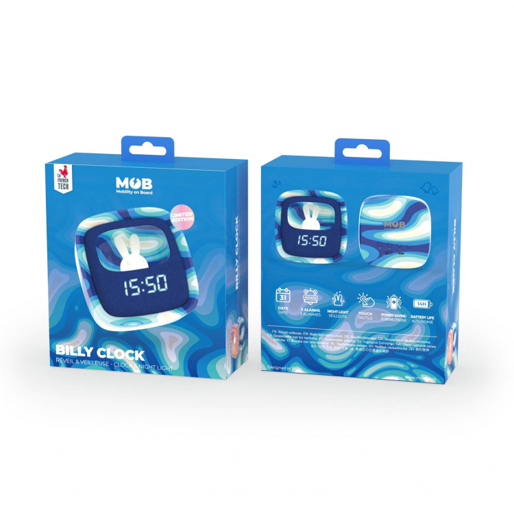 Mobility On Board Alarm Clock with Light Billy Clock Blue Wave