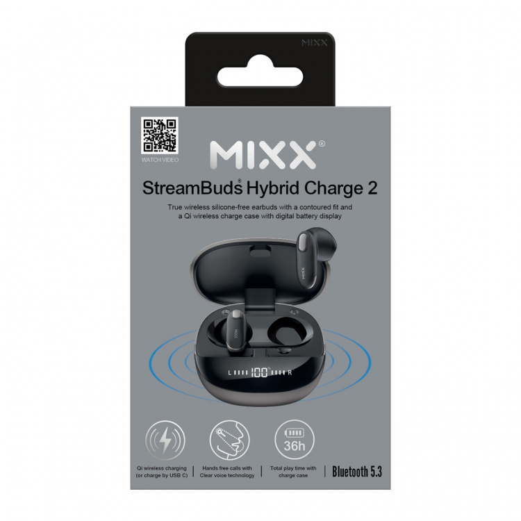 MIXX Headphone Hybrid Charge 2 In-Ear Tws Qi Wireless Black MIXX Headphone Hybrid Charge 2 In-Ear Tws Qi Wireless Black