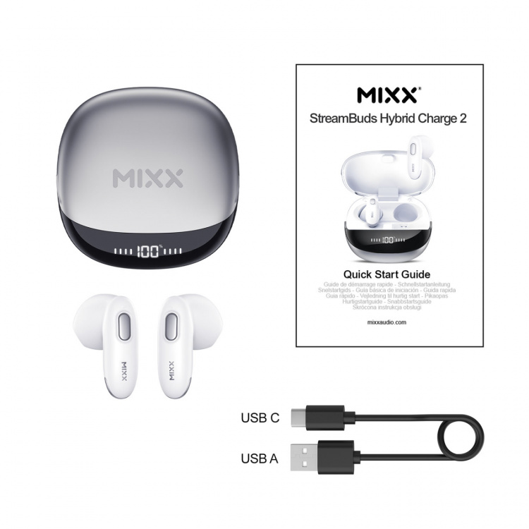 MIXX Headphone Hybrid Charge 2 In-Ear Tws Qi Wireless White MIXX Headphone Hybrid Charge 2 In-Ear Tws Qi Wireless White