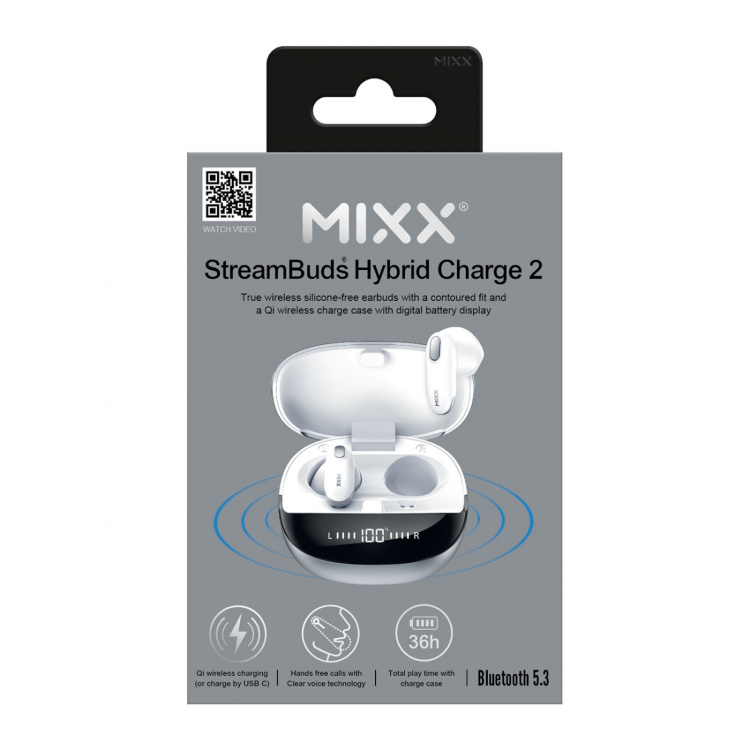MIXX Headphone Hybrid Charge 2 In-Ear Tws Qi Wireless White MIXX Headphone Hybrid Charge 2 In-Ear Tws Qi Wireless White