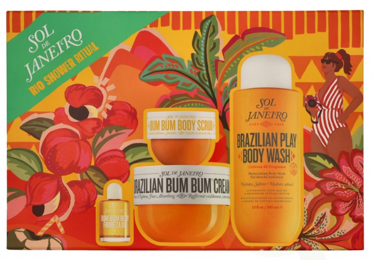 Sol De Janeiro Rio Shower Ritual Giftset 712 ml Body Cream 240ml/Body Scrub 75g/Shower Gel 385ml/Body Oil 12ml