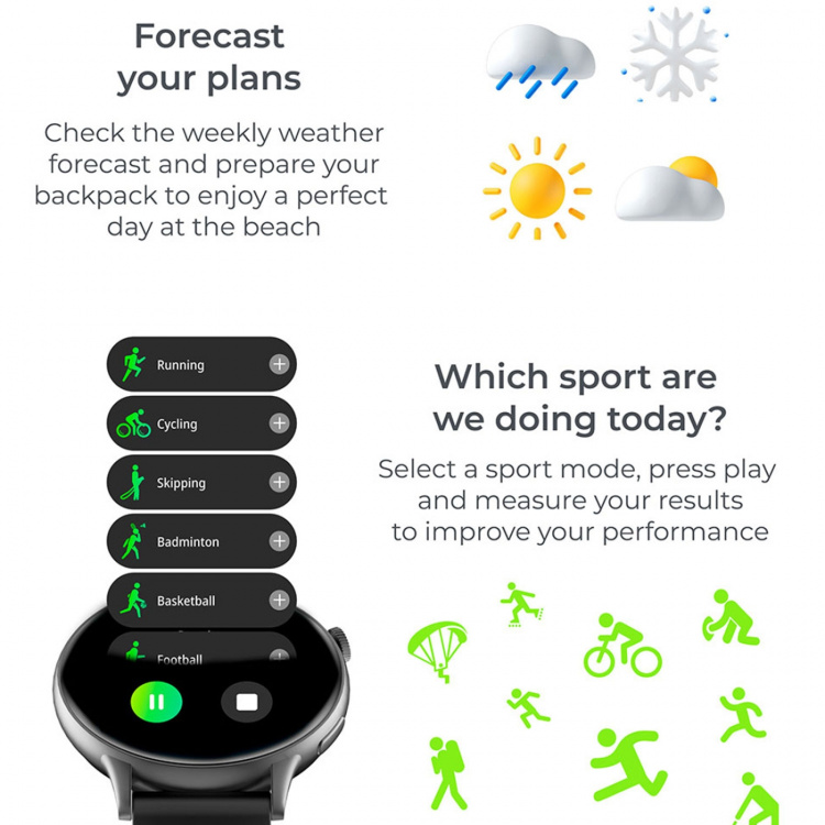KSIX Smartklocka Core 2 AMOLED - Svart