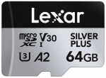 Lexar microSDXC Professional SILVER Plus UHS-I/U3/A2/4K R205/W100 (V30) - 64GB Lexar microSDXC Professional SILVER Plus UHS-I/U3/A2/4K R205/W100 (V30) - 64GB