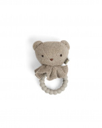 Smallstuff Rattle, bear face on silicone ring, nature (40008-90)