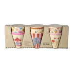 RICE Melamine Cups with Fun Fair Prints - Pink - Small