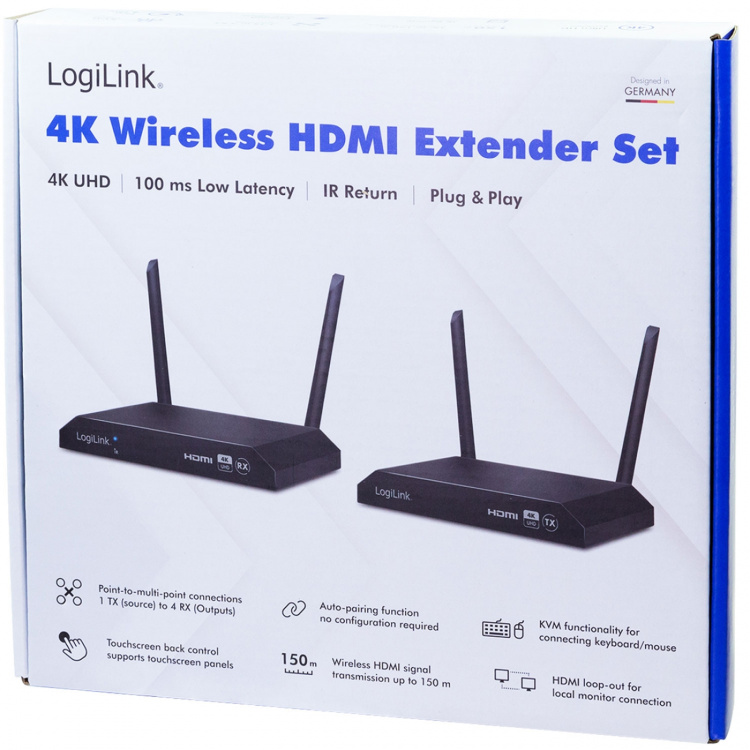 LogiLink Trådlös HDMI-överföring KVM 1till4 4K@60Hz