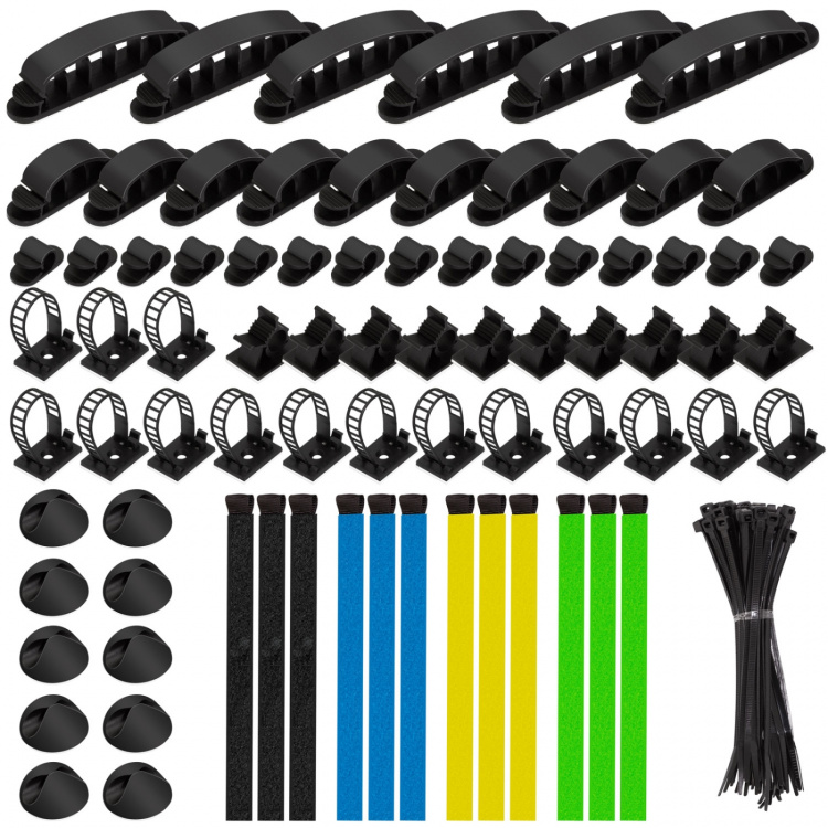 LogiLink Kabelhanteringsset med 8 artiklar 128 delar Blandade färger