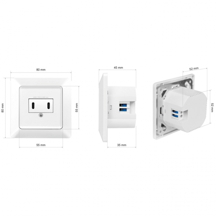 LogiLink Vägguttag med 2xUSB-C PD 25W