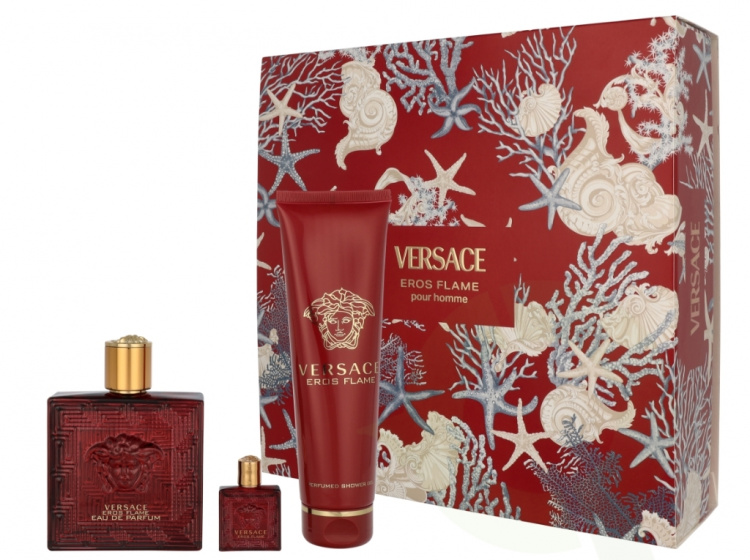 Versace Eros Flame Giftset 255 ml Edp Spray 100ml/ Bath & Shower Gel 150ml/Miniatura