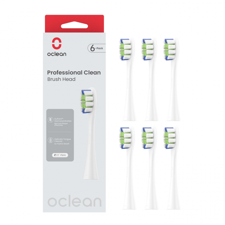 Oclean Brush Head Professional Clean 6 Pack White