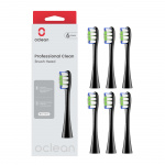 Oclean Brush Head Professional Clean 6 Pack Black