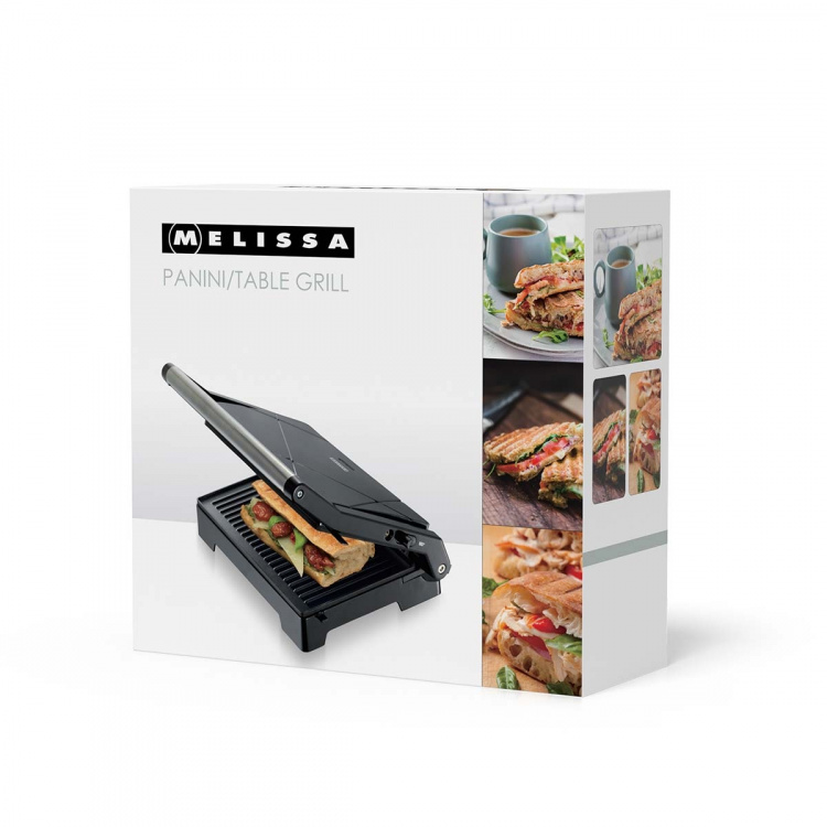 MELISSA Panini grill and contact grill with non-stick coating and overheating protection 1000W Black
