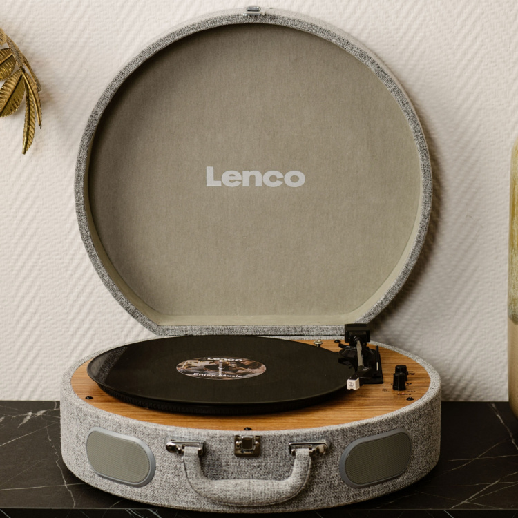 Lenco Wooden retro record player with built-in speakers, Bluetooth® and AT3600L cartridge Grey