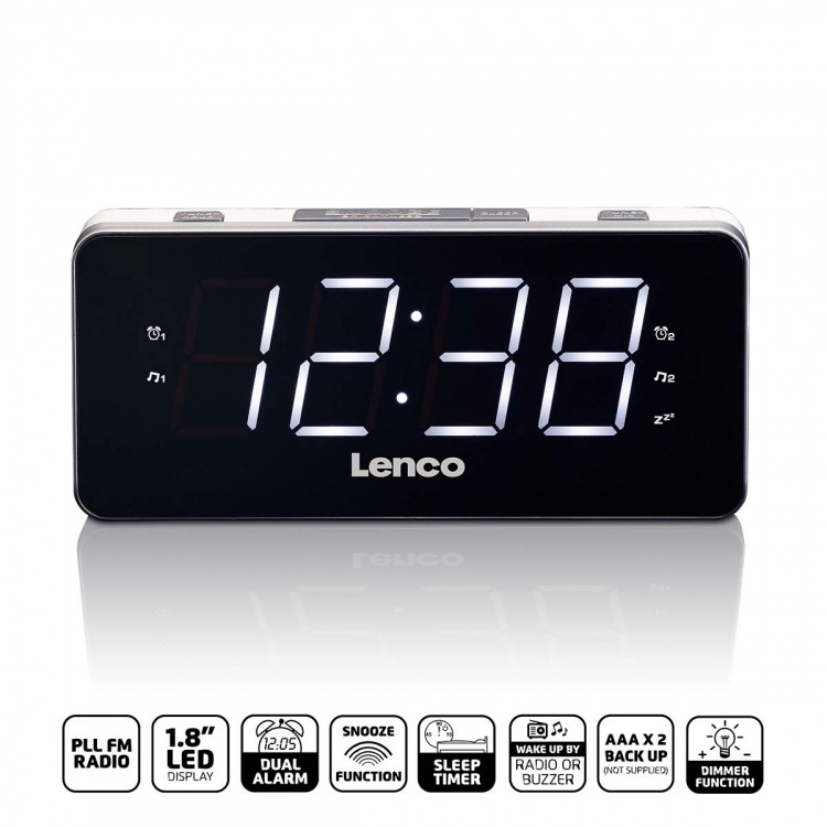 Lenco PLL FM Alarm Clock Radio large and clear 1.8