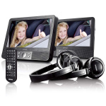 Lenco 9 inch DVD dual screen with brackets and headphone Black