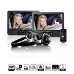 Lenco 9 inch DVD dual screen with brackets and headphone Black
