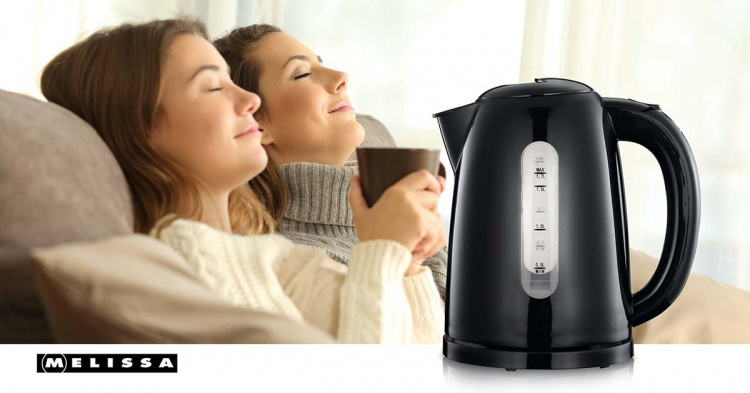 MELISSA Electric Kettle | 1.7 l | 2200 W | 360° pirouette base | Concealed heating element | Boil-dry protection | Black