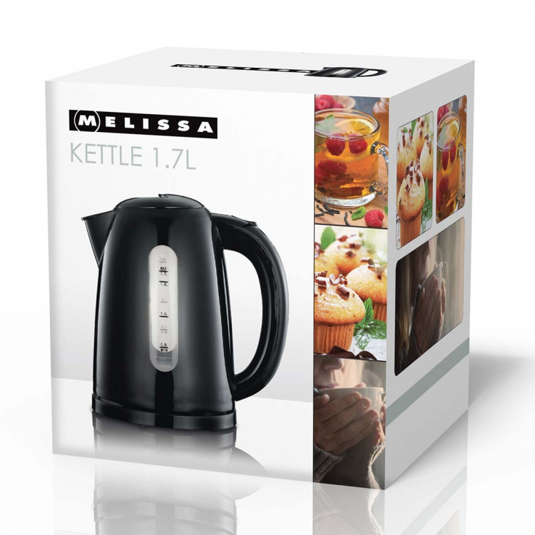 MELISSA Electric Kettle | 1.7 l | 2200 W | 360° pirouette base | Concealed heating element | Boil-dry protection | Black